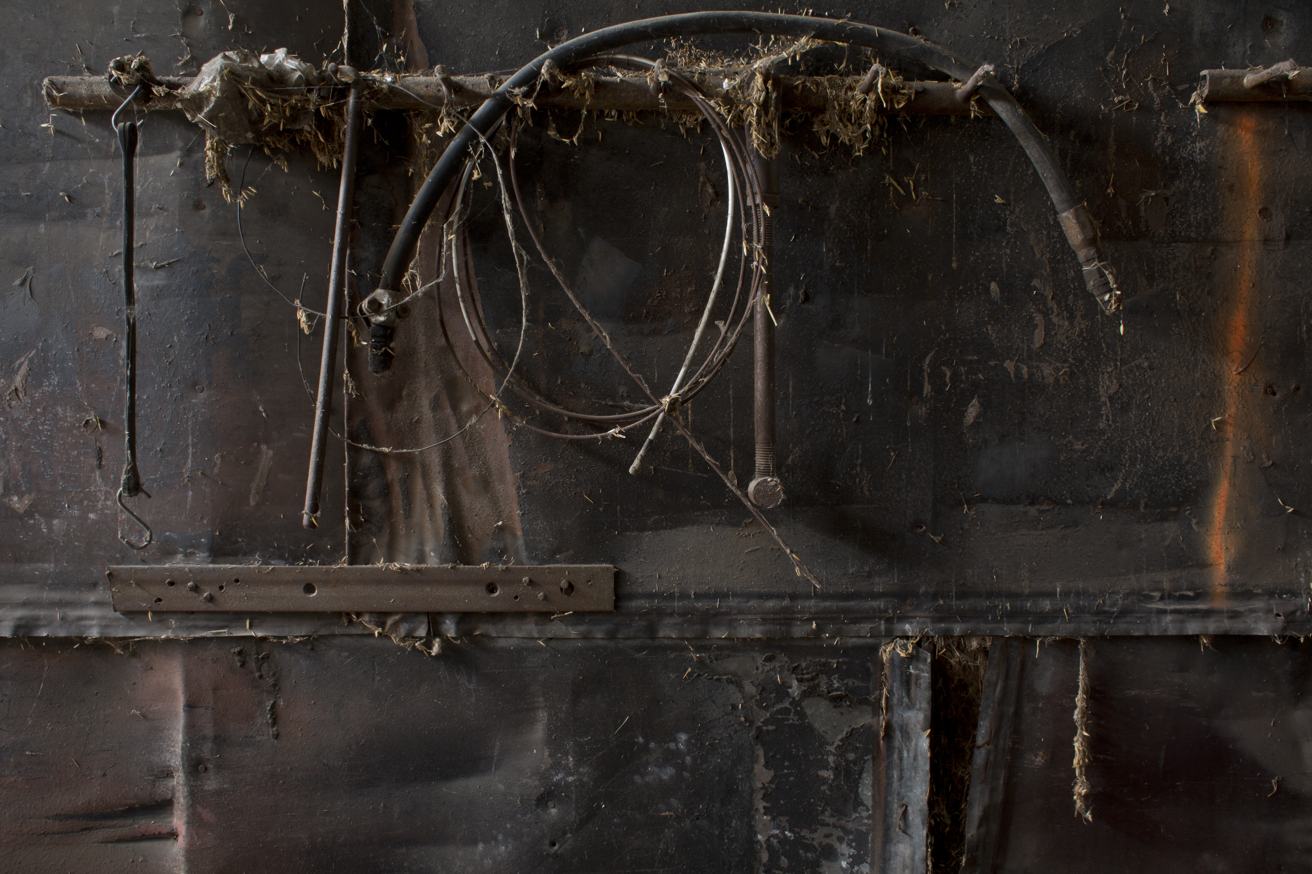 Abandoned Farm Study: "Rust and hoses on the farmer's shed wall" Photography 2015