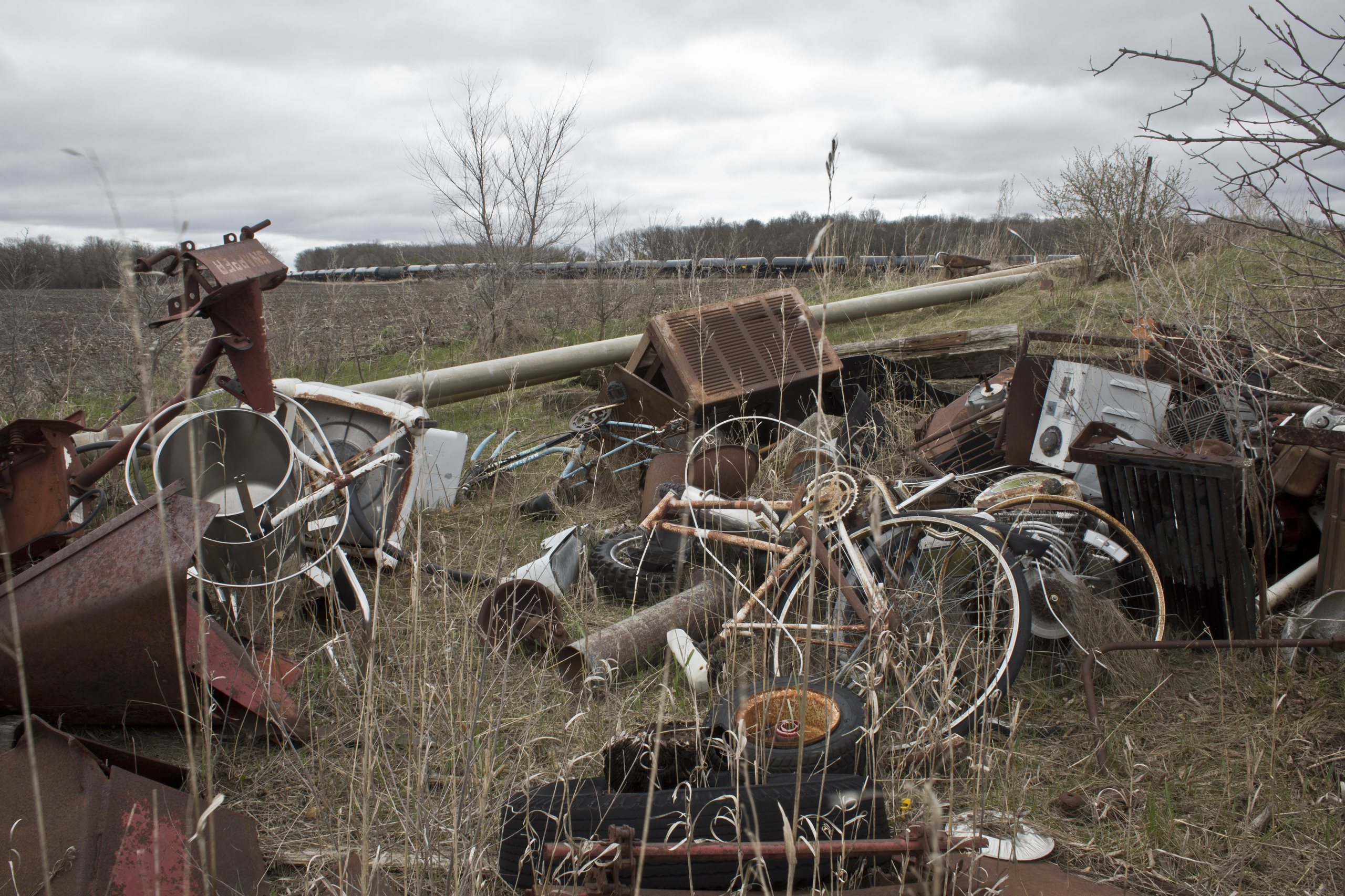 Abandoned Farm Study: "Junkyard overlooking the Train" Photography 2015