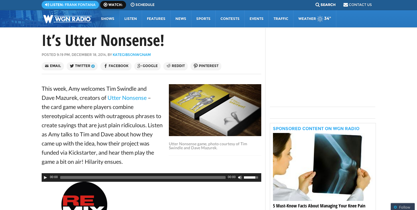 Co-Creators Tim Swindle and Dave Mazurek interviewed on WGN Radio.