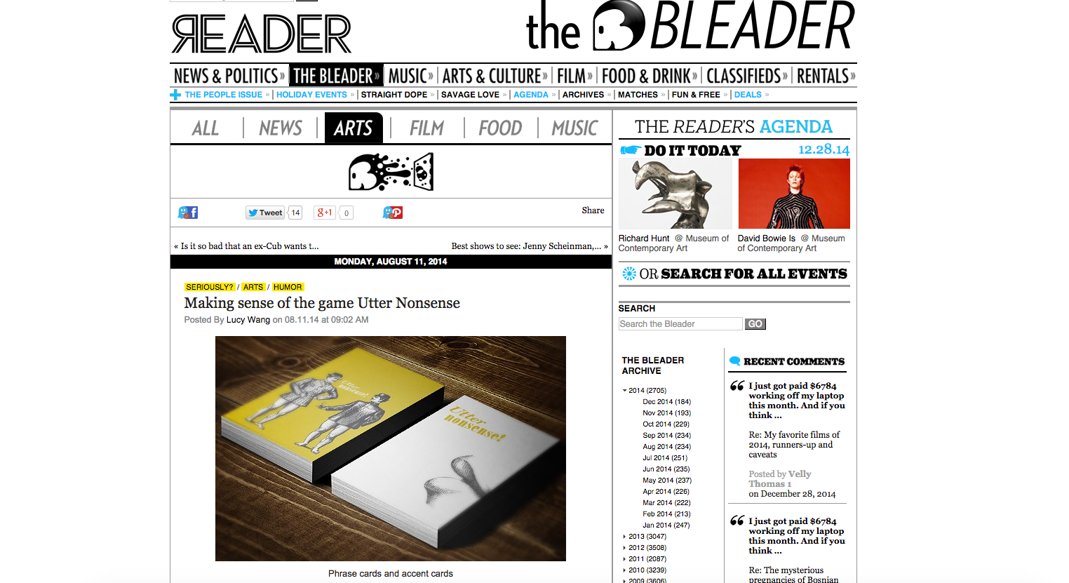 Utter Nonsense in The Chicago Reader.